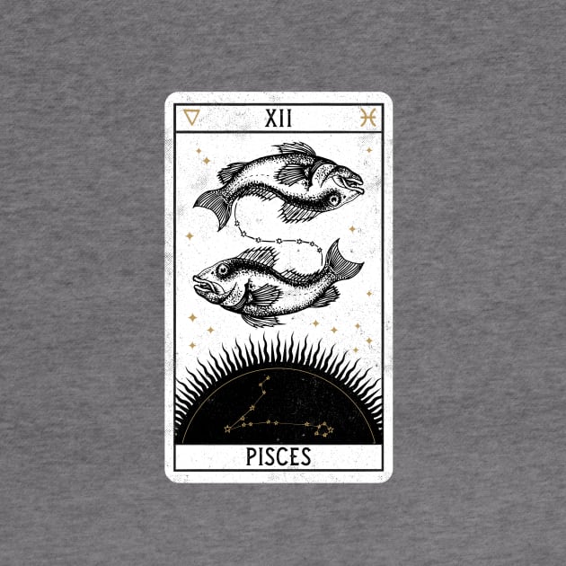 Pisces Distressed Goth Tarot Zodiac Sign by Nemons